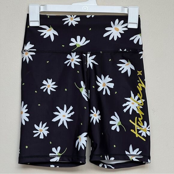 Hurley 2 Piece Black Big Daisy Floral Double Cross Sports Bra Short Set Size XS - Picture 3 of 16